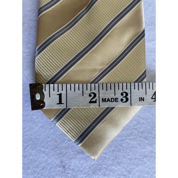Donald Trump Signature Collection Necktie 100% Silk Yellow Blue Gold Stripe Tie - Picture 3 of 14